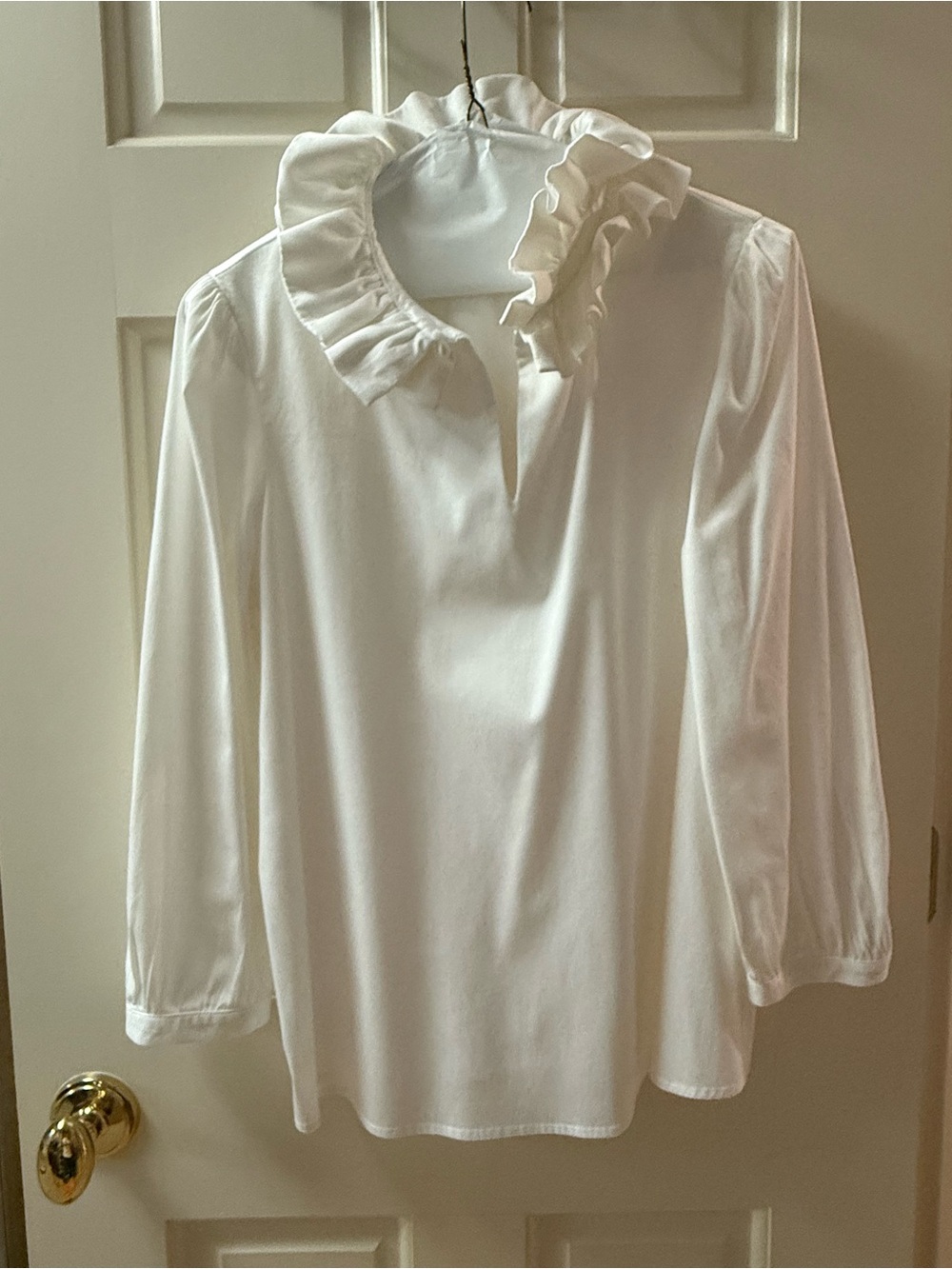 Tuckernuck White Ruffle Collar Long-Sleeve Blouse